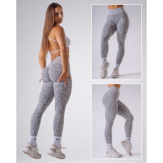 NEBBIA - Leopárdmintás fitness leggings PRIMAL 849 (LIGHT GREY)
