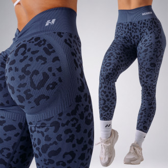 NEBBIA - Leopárdmintás fitness leggings PRIMAL 849 (dark blue)