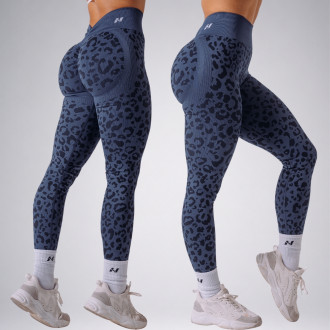 NEBBIA - Leopárdmintás fitness leggings PRIMAL 849 (dark blue)
