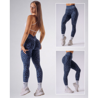 NEBBIA - Leopárdmintás fitness leggings PRIMAL 849 (dark blue)