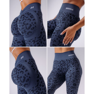 NEBBIA - Leopárdmintás fitness leggings PRIMAL 849 (dark blue)