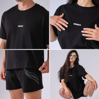 NEBBIA - Unisex oversized póló GYM ESSENTIALS 382 (black)