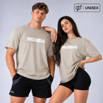 NEBBIA - Unisex oversized póló GYM ESSENTIALS 383 (cream)