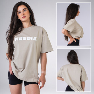 NEBBIA - Unisex oversized póló GYM ESSENTIALS 383 (cream)