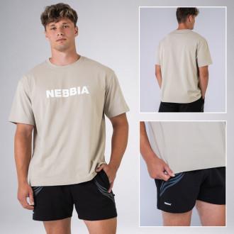 NEBBIA - Unisex oversized póló GYM ESSENTIALS 383 (cream)