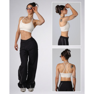 NEBBIA - Közepes tartású sportmelltartó BLOCK 97 (907) (cream)